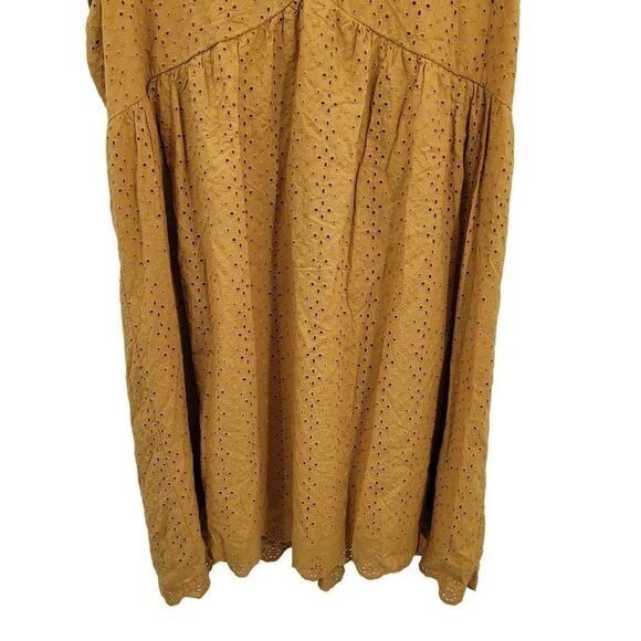 Knox Rose Baby Doll‎ Dress XXL Mustard Ruffle Flutter Short Sleeve Eyelet A-Line - Picture 8 of 13